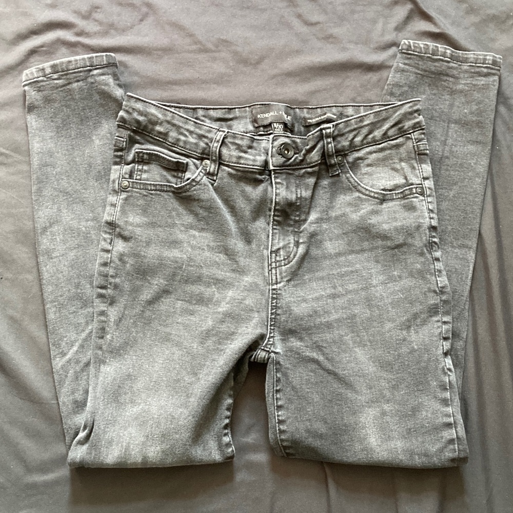 Kendall + Kylie Womens Skinny Jeans Dark Grey Size 11/30 The Ultra Babe